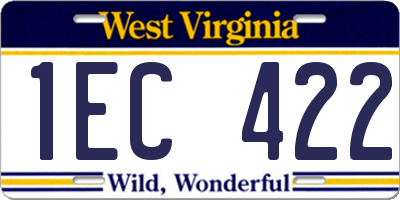 WV license plate 1EC422