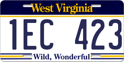 WV license plate 1EC423