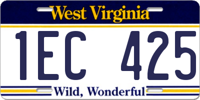 WV license plate 1EC425