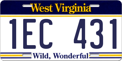 WV license plate 1EC431