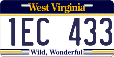 WV license plate 1EC433