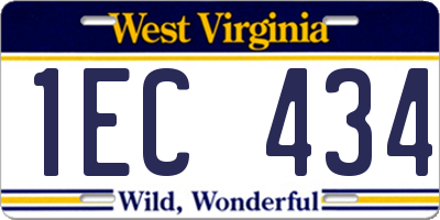 WV license plate 1EC434