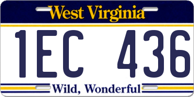 WV license plate 1EC436