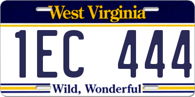 WV license plate 1EC444