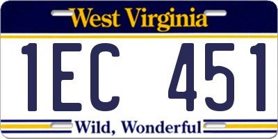 WV license plate 1EC451