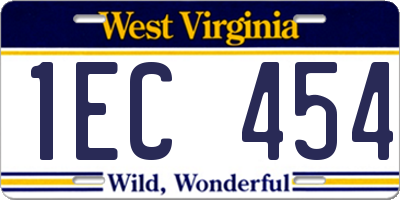 WV license plate 1EC454