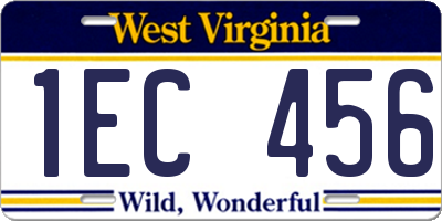 WV license plate 1EC456