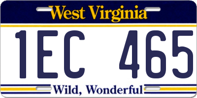 WV license plate 1EC465