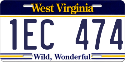 WV license plate 1EC474