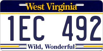 WV license plate 1EC492