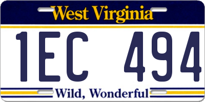 WV license plate 1EC494