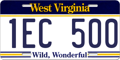 WV license plate 1EC500