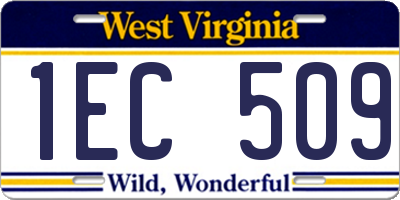 WV license plate 1EC509