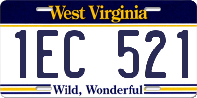 WV license plate 1EC521