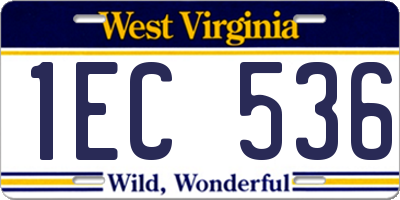 WV license plate 1EC536
