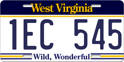 WV license plate 1EC545