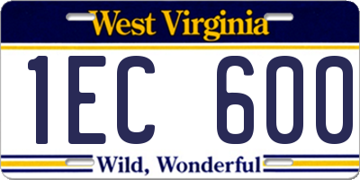 WV license plate 1EC600