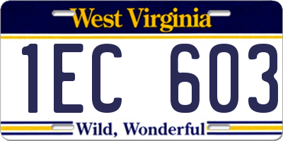 WV license plate 1EC603
