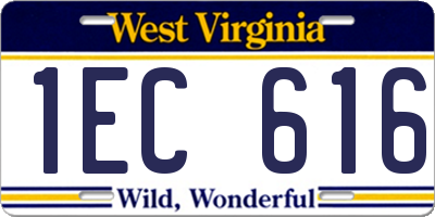 WV license plate 1EC616