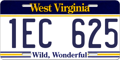 WV license plate 1EC625