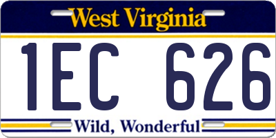 WV license plate 1EC626