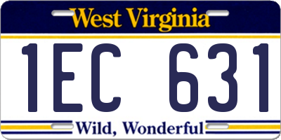 WV license plate 1EC631
