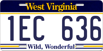 WV license plate 1EC636