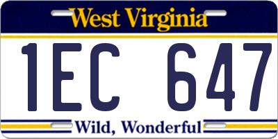WV license plate 1EC647