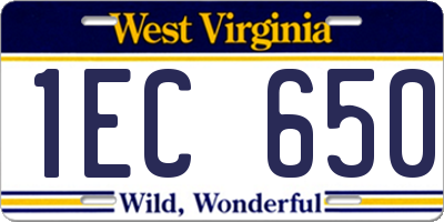 WV license plate 1EC650