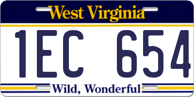 WV license plate 1EC654