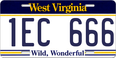 WV license plate 1EC666