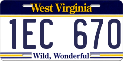 WV license plate 1EC670