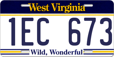 WV license plate 1EC673