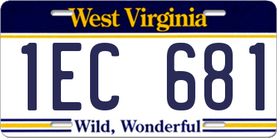 WV license plate 1EC681