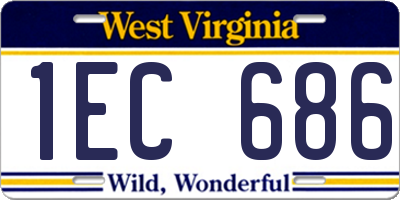 WV license plate 1EC686