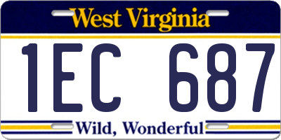WV license plate 1EC687