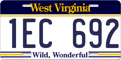 WV license plate 1EC692
