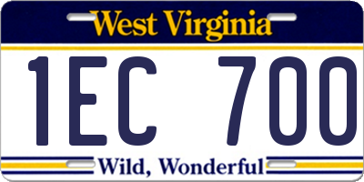 WV license plate 1EC700