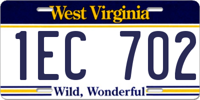 WV license plate 1EC702
