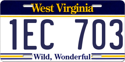 WV license plate 1EC703