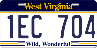 WV license plate 1EC704