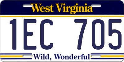 WV license plate 1EC705