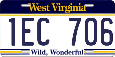 WV license plate 1EC706