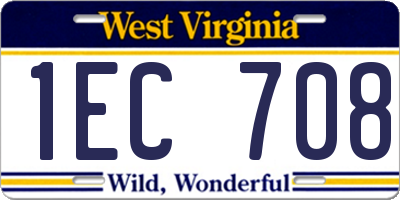 WV license plate 1EC708