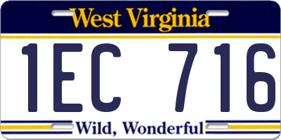 WV license plate 1EC716