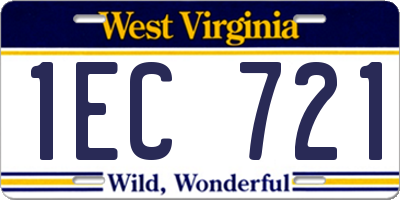 WV license plate 1EC721
