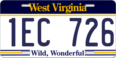 WV license plate 1EC726