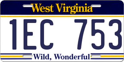 WV license plate 1EC753