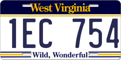 WV license plate 1EC754