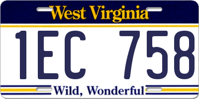 WV license plate 1EC758